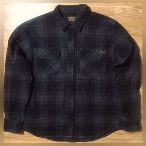 Civilianaire M Wool flannel overshirt / shacket Black & gray plaid button up